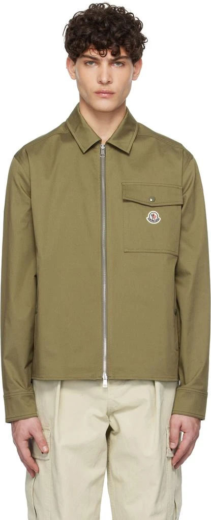 商品Moncler|Khaki Cotton Gabardine Zip-Up Jacket,价格¥7660,第1张图片
