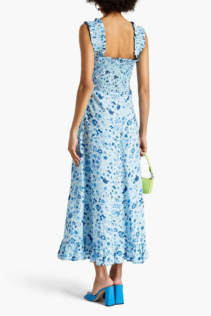 商品Ganni|Shirred printed cotton midi dress,价格¥881,第1张图片