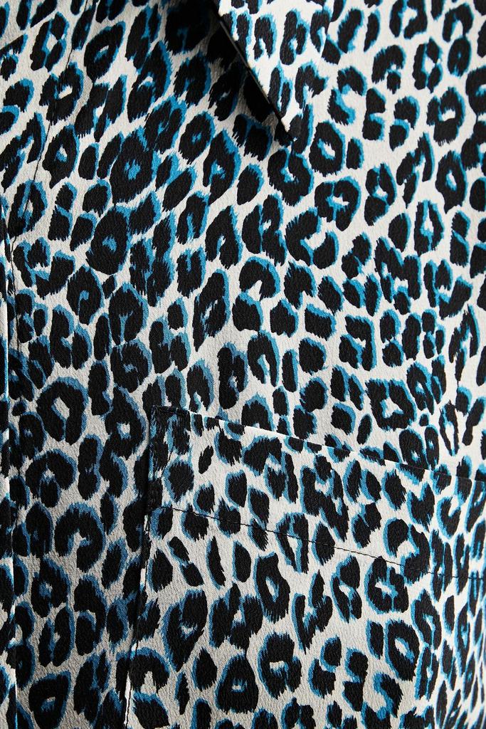 Scoutt leopard-print silk crepe de chine mini shirt dress商品第2张图片规格展示