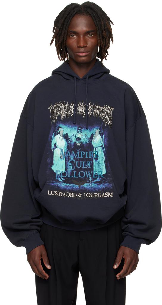 L'Appartement ☆T/CウラケSweat プルオーバー Vetements Navy Cradle of Filth 'Vampire Cult' Oversized Hoodie