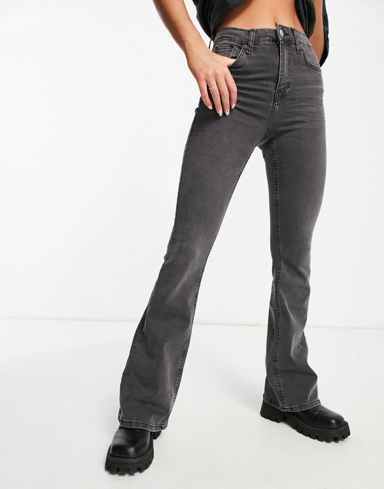 商品Topshop|Topshop high rise Jamie flare jeans in washed blac,价格¥356,第1张图片