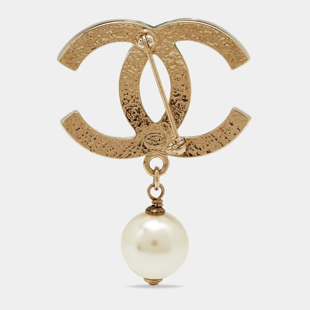 商品[二手商品] Chanel|Chanel Gold Tone CC Faux Pearl Drop Brooch ,价格¥5274,第2张图片详细描述