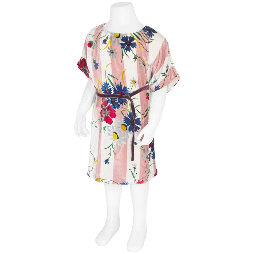 商品Burberry|Girls Striped Floral Print Velvet Shift Dress,价格¥959,第2张图片详细描述