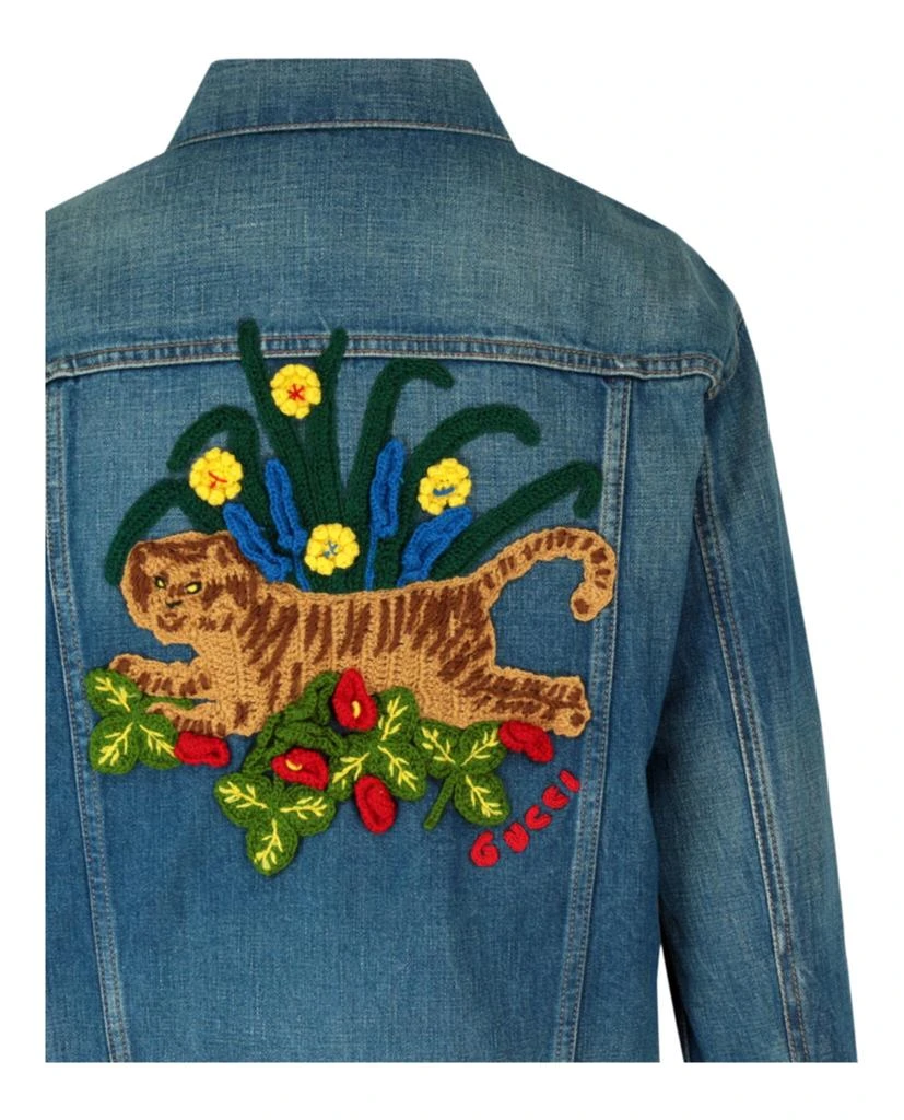 商品Gucci|Tiger Denim Jacket With Embroidery,价格¥11274,第3张图片详细描述