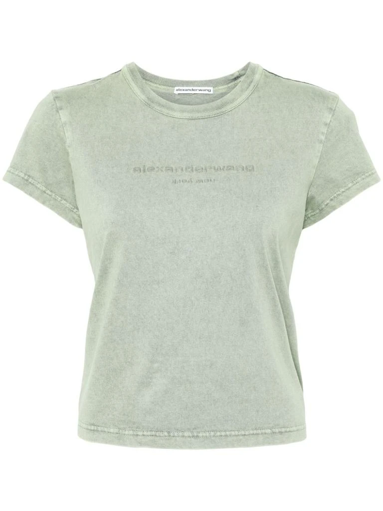 商品Alexander Wang|ALEXANDER WANG Women Bi-Color Acid Shrunken Embossed Logo Tee,价格¥2227,第5张图片详细描述