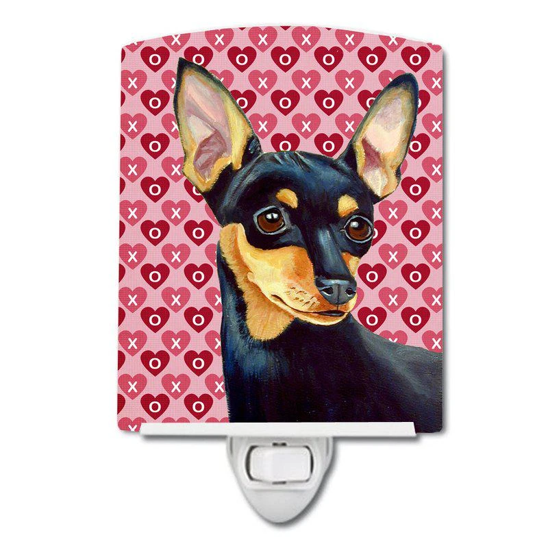 商品Caroline's Treasures|Min Pin Hearts Love and Valentine's Day Portrait Ceramic Night Light,价格¥204,第1张图片