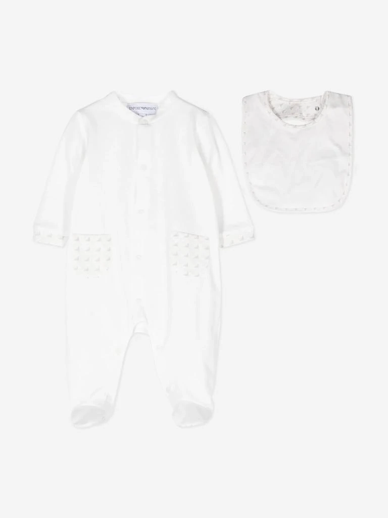 商品Emporio Armani|Emporio Armani Baby Logo Babygrow Gift Set in White,价格¥890,第1张图片