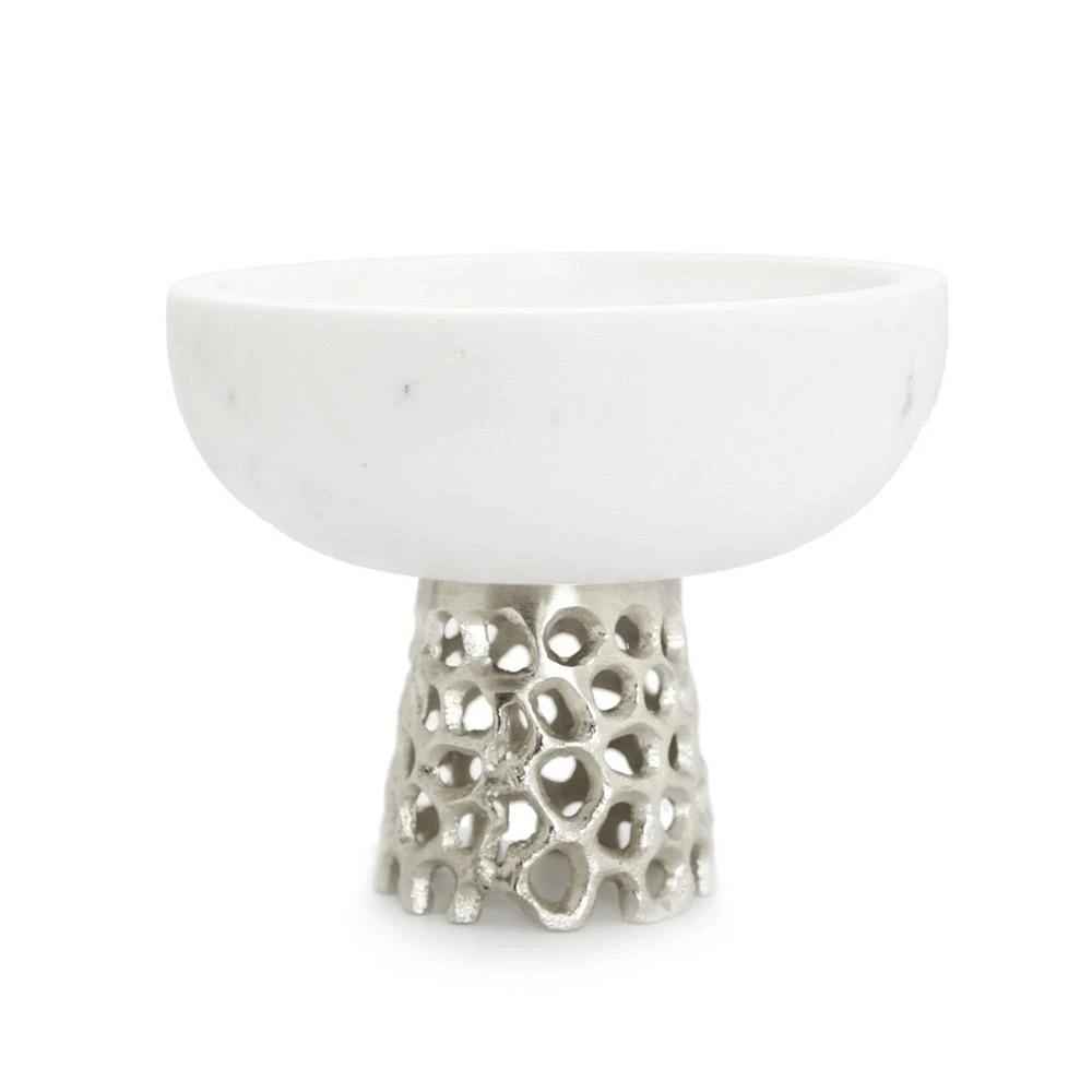 商品Classic Touch|Marble Bowl with Web Design Metal Base, 7" x 5.75",价格¥1002,第2张图片详细描述