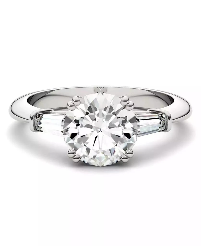 商品Charles & Colvard|Moissanite Round and Baguette Engagement Ring (2-1/4 ct. tw.) in 14k White Gold,价格¥11443,第2张图片详细描述