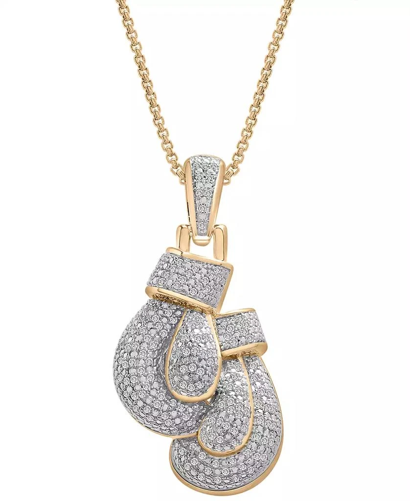 商品Macy's|Men's Diamond Boxing Gloves 22" Pendant Necklace (1/2 ct. t.w.) in 14k Gold-Plated Sterling Silver,价格¥7001,第1张图片