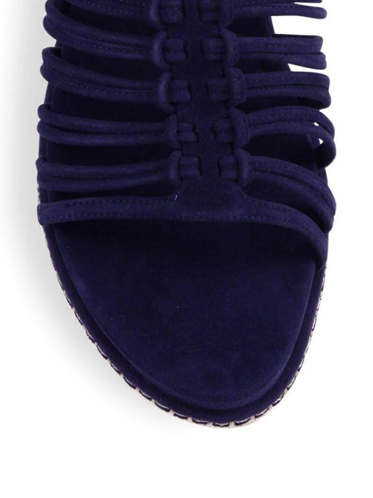 商品Stuart Weitzman|Knotagain Suede Caged Platform Wedge Sandals,价格¥1526,第3张图片详细描述