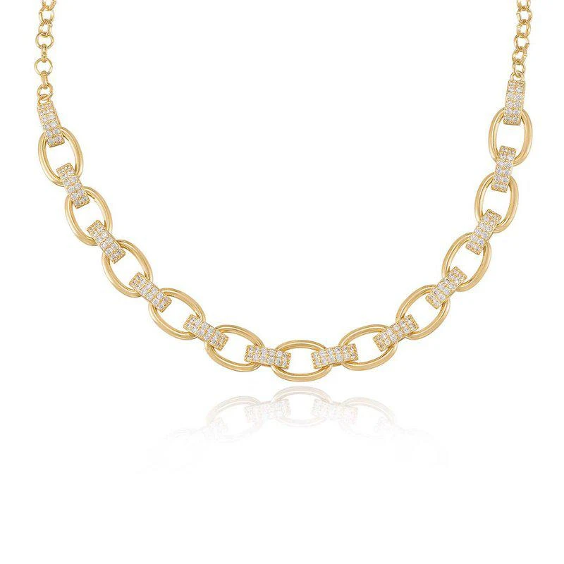 商品Ettika Jewelry|Empowered Crystal & 18k Gold Plated Chain Link Necklace ONE SIZE ONLY,价格¥680,第1张图片