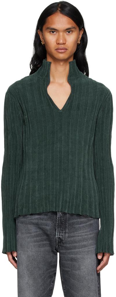 Green Ribbed Polo商品第1张图片规格展示