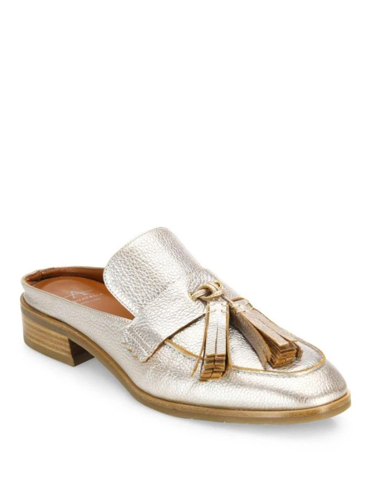 商品Aquatalia|Stella Metallic Leather Flat Mules,价格¥1186,第1张图片