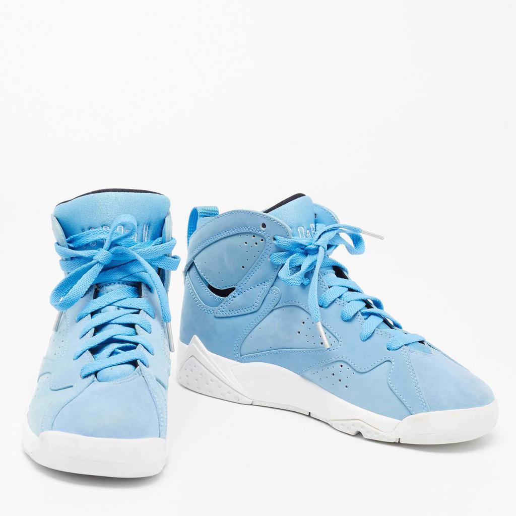 商品[二手商品] Jordan|Jordan Blue Nubuck Leather Air Jordan 7 Retro Pantone High Top Sneakers Size 37.5,价格¥2363,第6张图片详细描述