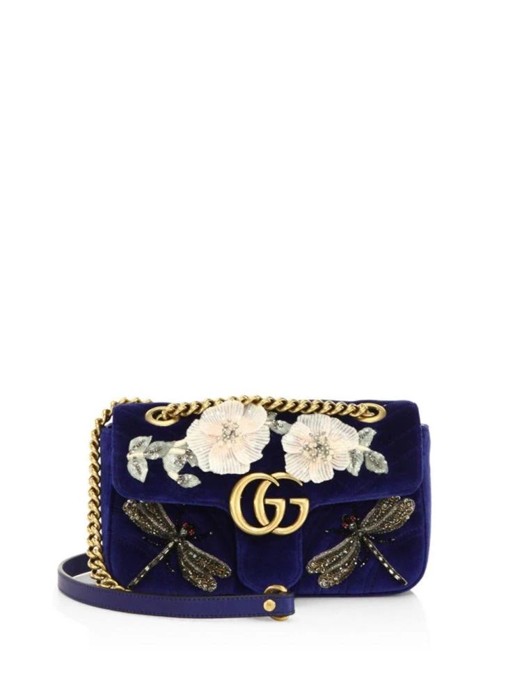 商品Gucci|GG Marmont Mini Embroidered Velvet Chain Shoulder Bag,价格¥29240,第1张图片