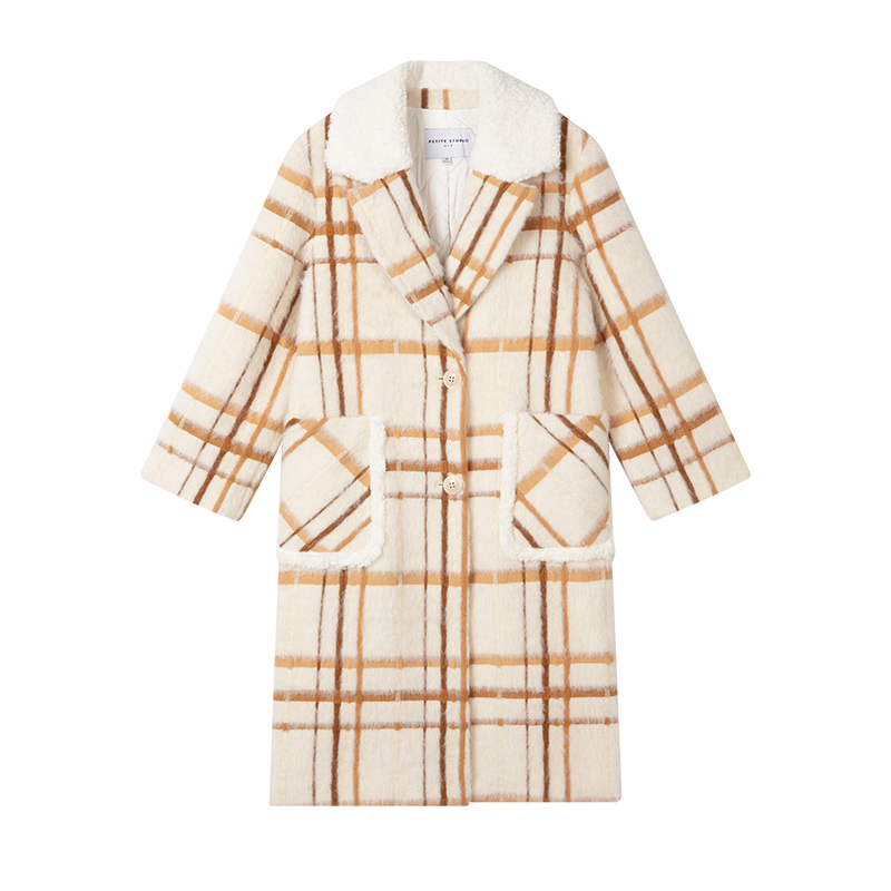 Sienna格纹加厚复古法式长款羊毛大衣 | Sienna Wool Coat - Plaid商品第5张图片规格展示