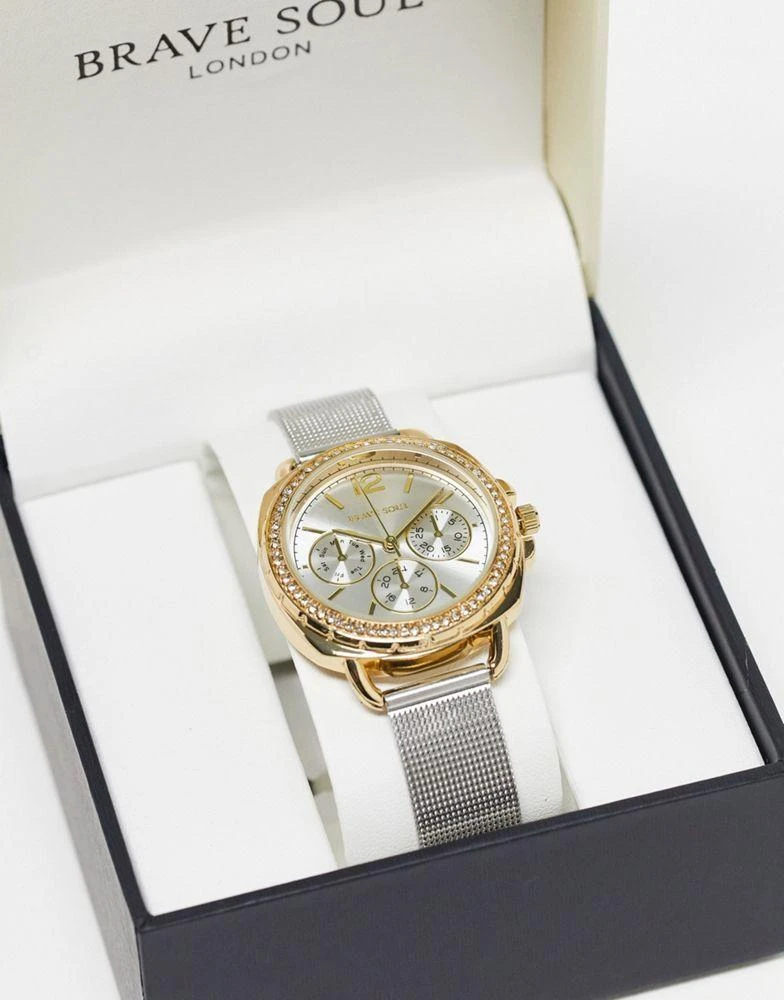 商品Brave Soul|Brave Soul multi-dial watch in two tone silver and rose gold,价格¥193,第2张图片详细描述