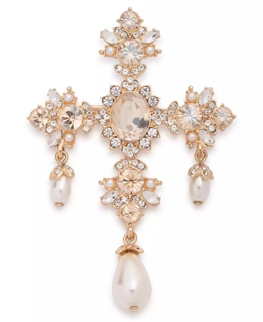 商品MARCHESA|Imitation Pearl Glass Gold-Tone Elegant Shaky Pin,价格¥501,第1张图片