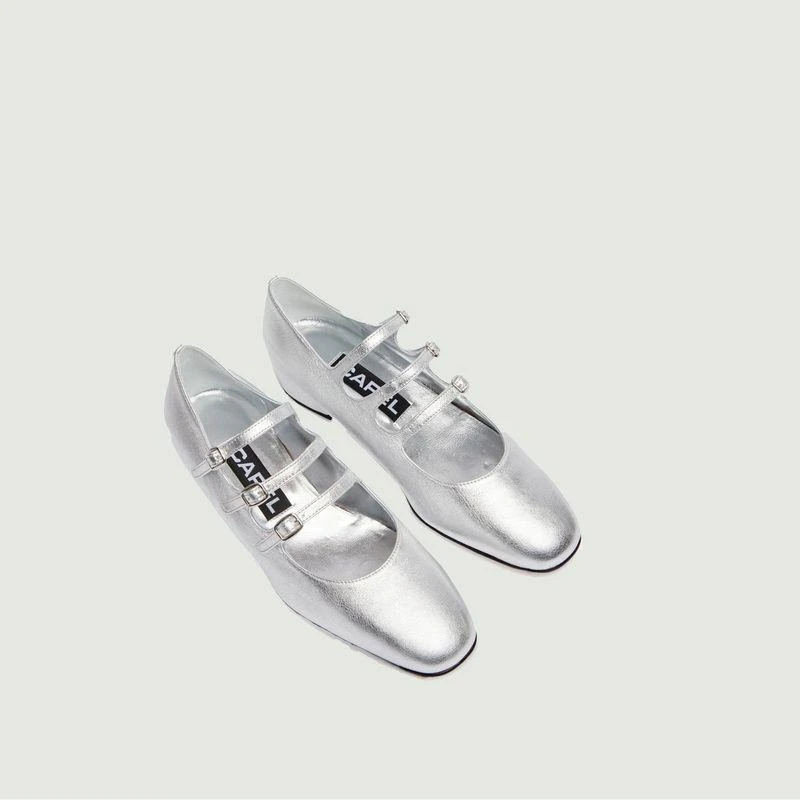 商品Carel|Ariana lamé leather slippers Argent CAREL,价格¥3436,第4张图片详细描述