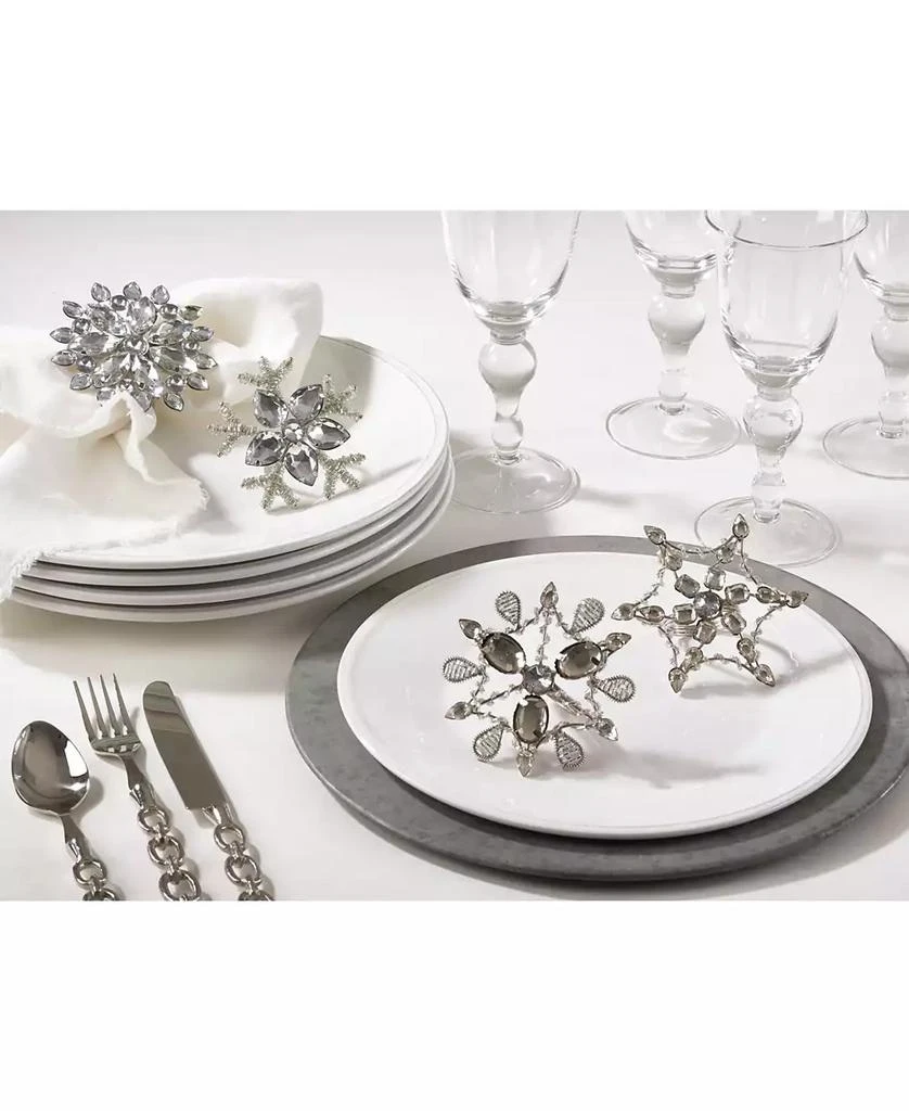 商品Saro Lifestyle|Napkin Ring Collection Snowflake Design Napkin Ring, Set of 4,价格¥268,第2张图片详细描述