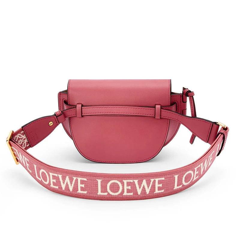 LOEWE/罗意威 22新款Gate Dual系列 女士迷你款梅花色小牛皮提花织物肩带翻盖开合单肩斜挎包A650N46X13-2823 商品