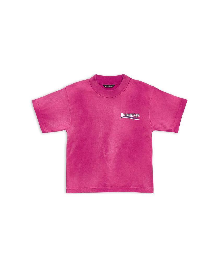 商品Balenciaga|Kids Political Campaign T-shirt In Fuchsia Cotton,价格¥1295,第1张图片