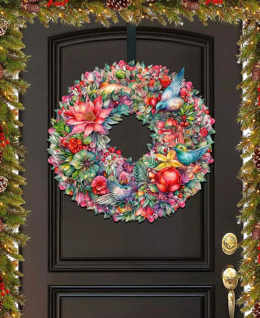 商品Designocracy|Holiday Wooden Door Decor Wall Decor Summer Blooms Wreath G. DeBrekht,价格¥989,第1张图片