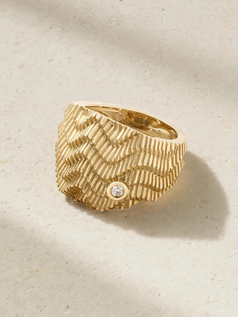 商品Yvonne Léon|Chevaliere Berlinot Crantée 9k 黄金钻石戒指,价格¥10326,第1张图片