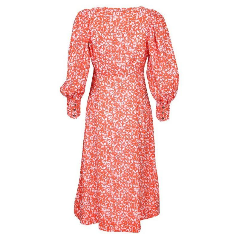 商品Ganni|Printed Mini Floral Crepe V-Neck Pleated Midi Dress,价格¥1698,第2张图片详细描述