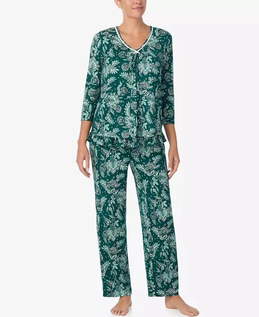商品Ellen Tracy|Women's Printed V-Neck Top and Drawstring Pants Pajama Set,价格¥508,第1张图片