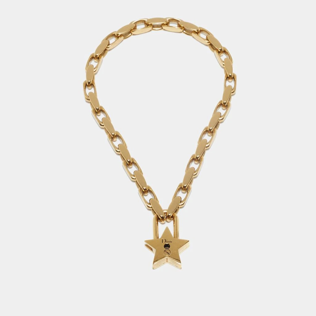 商品[二手商品] Dior|Dior Aged Gold Tone Luck Star Locket Necklace,价格¥7733,第2张图片详细描述
