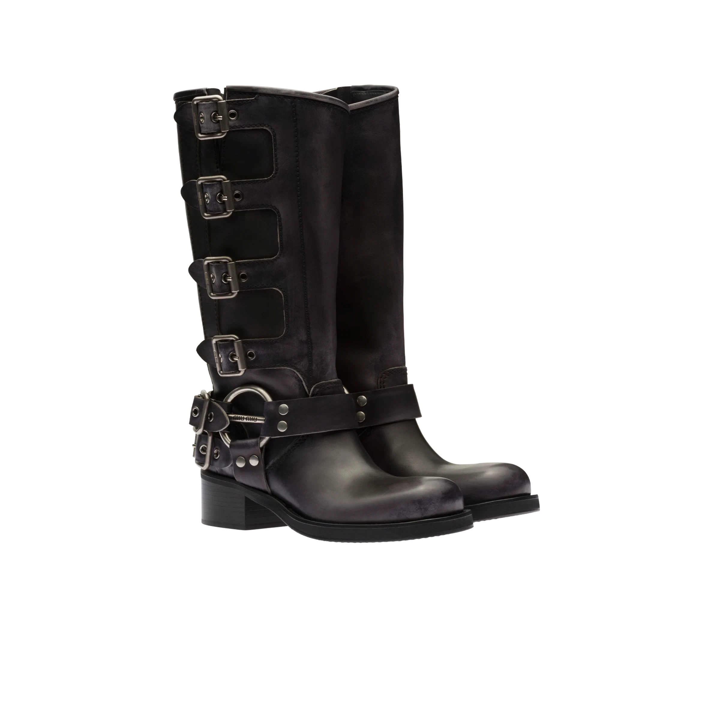 【预售】 缪缪 24秋冬 女士 高筒靴 Bottes en cuir 5W792D_3F33_F0002_F_A050 商品