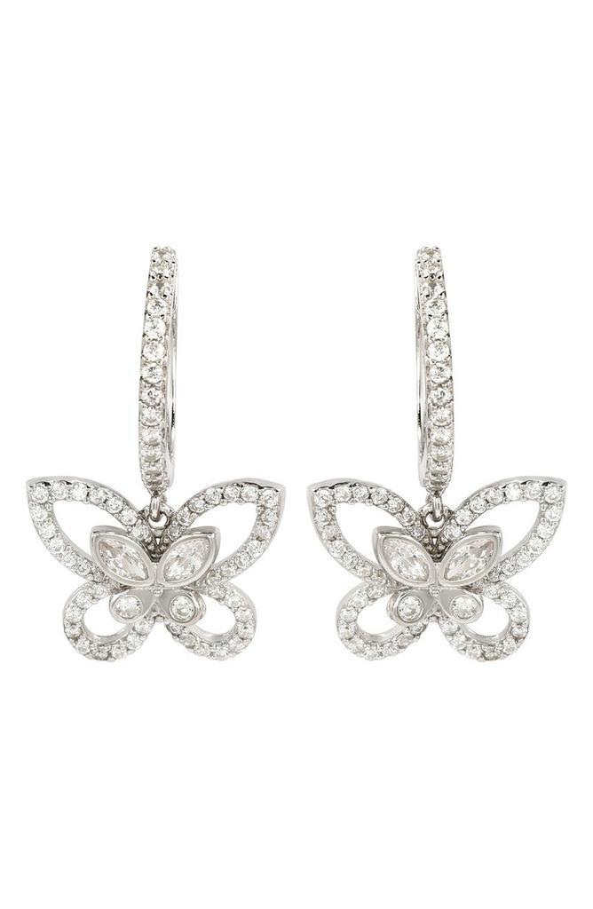 商品Suzy Levian|Sterling Silver Pavé CZ Butterfly Drop Earrings,价格¥733,第1张图片