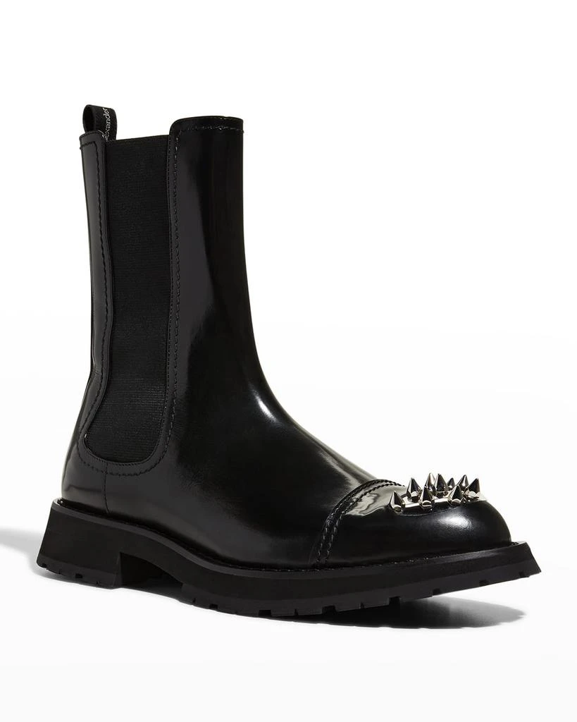 商品Alexander McQueen|Men's Spike-Toe Leather Combat Boots,价格¥3110,第2张图片详细描述