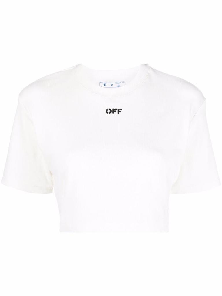 OFF-WHITE Cropped cotton t-shirt商品第1张图片规格展示