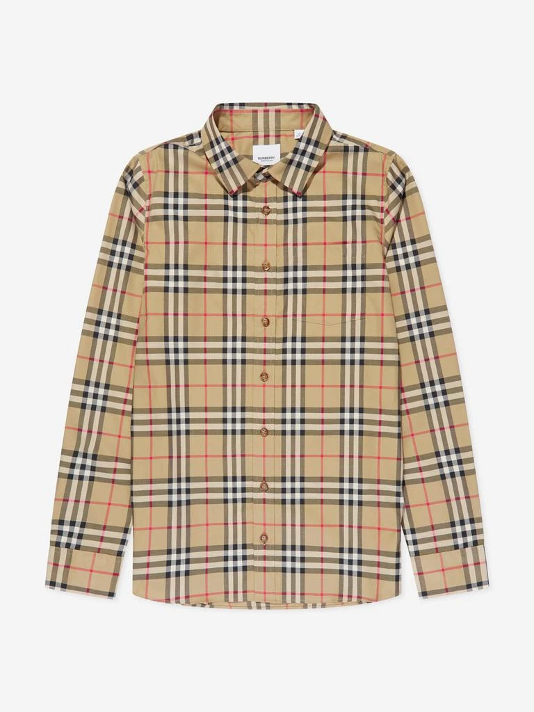 商品Burberry|Burberry Boys Owen Long Sleeve Check Shirt in Beige,价格¥2060,第1张图片