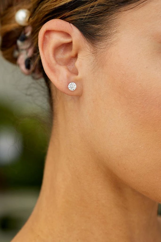 商品Savvy Cie Jewels|14Kt White Gold / Ss 6Mm Swarovski Crystal Stud Earrings,价格¥475,第2张图片详细描述