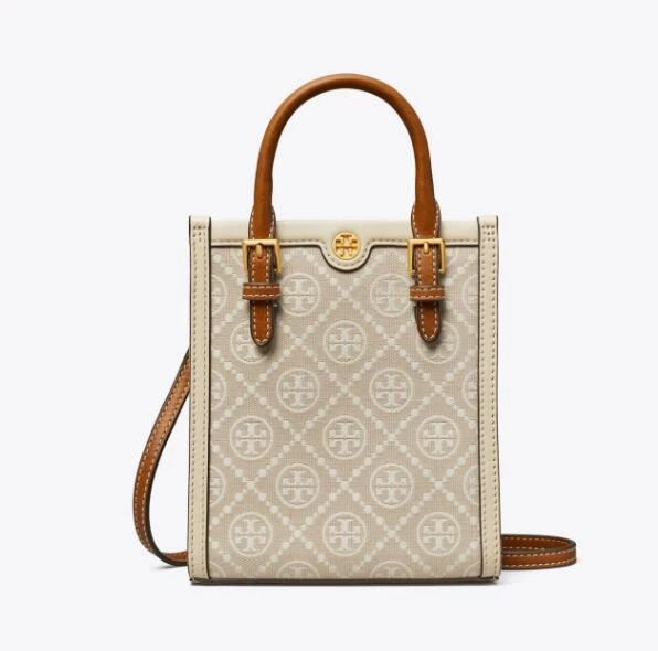 商品[国内直发] Tory Burch|托里·伯奇TORY BURCH 女士老花刺绣织物配皮托特包斜挎包 ,价格¥2236,第1张图片