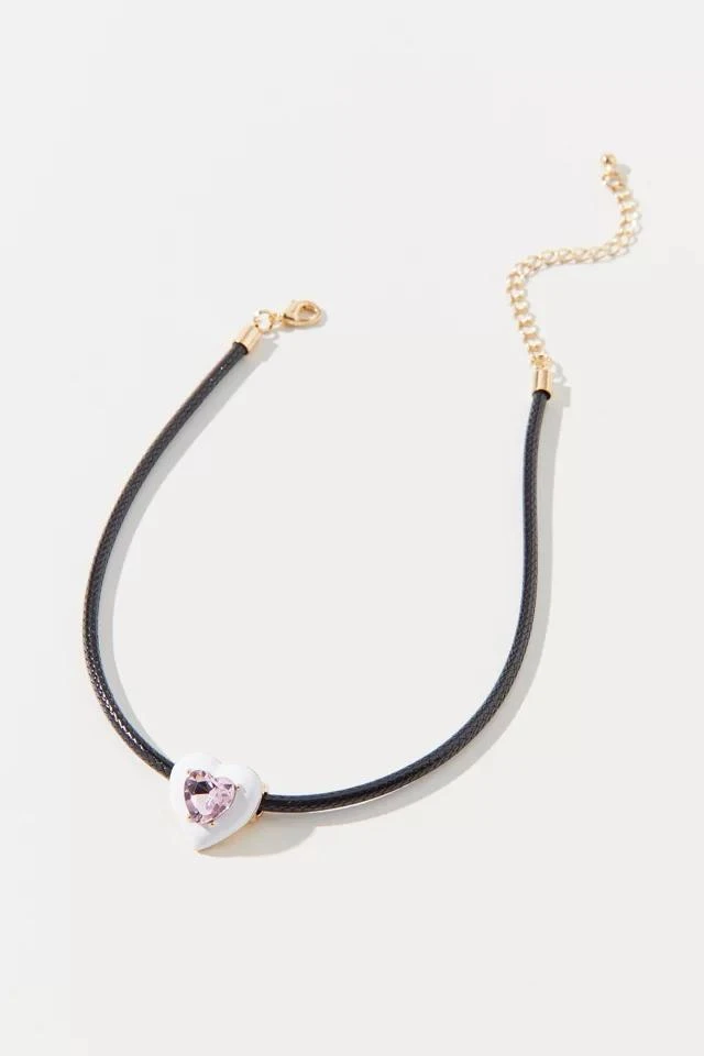 商品Urban Outfitters|Blair Rhinestone Heart Corded Necklace,价格¥38,第2张图片详细描述