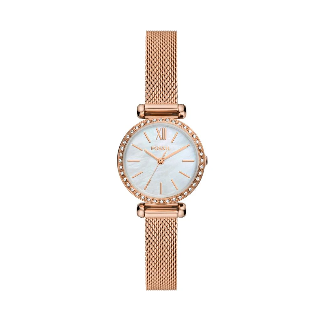 商品Fossil|Women's Tillie Mini Three-Hand, Rose Gold-Tone Stainless Steel Mesh Watch,价格¥427,第1张图片