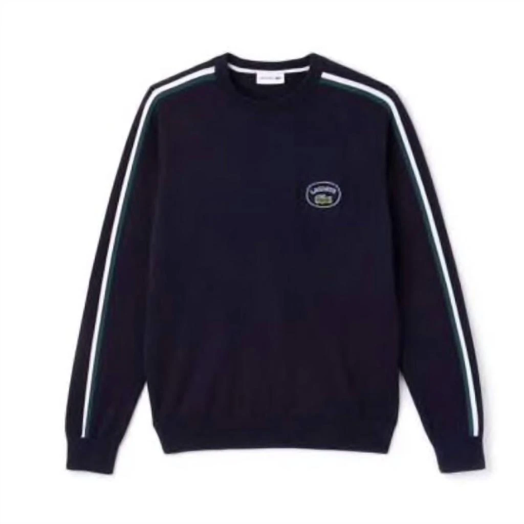 商品Lacoste|Men'S Crewneck Contrast Accent Sweater in Black,价格¥907,第1张图片