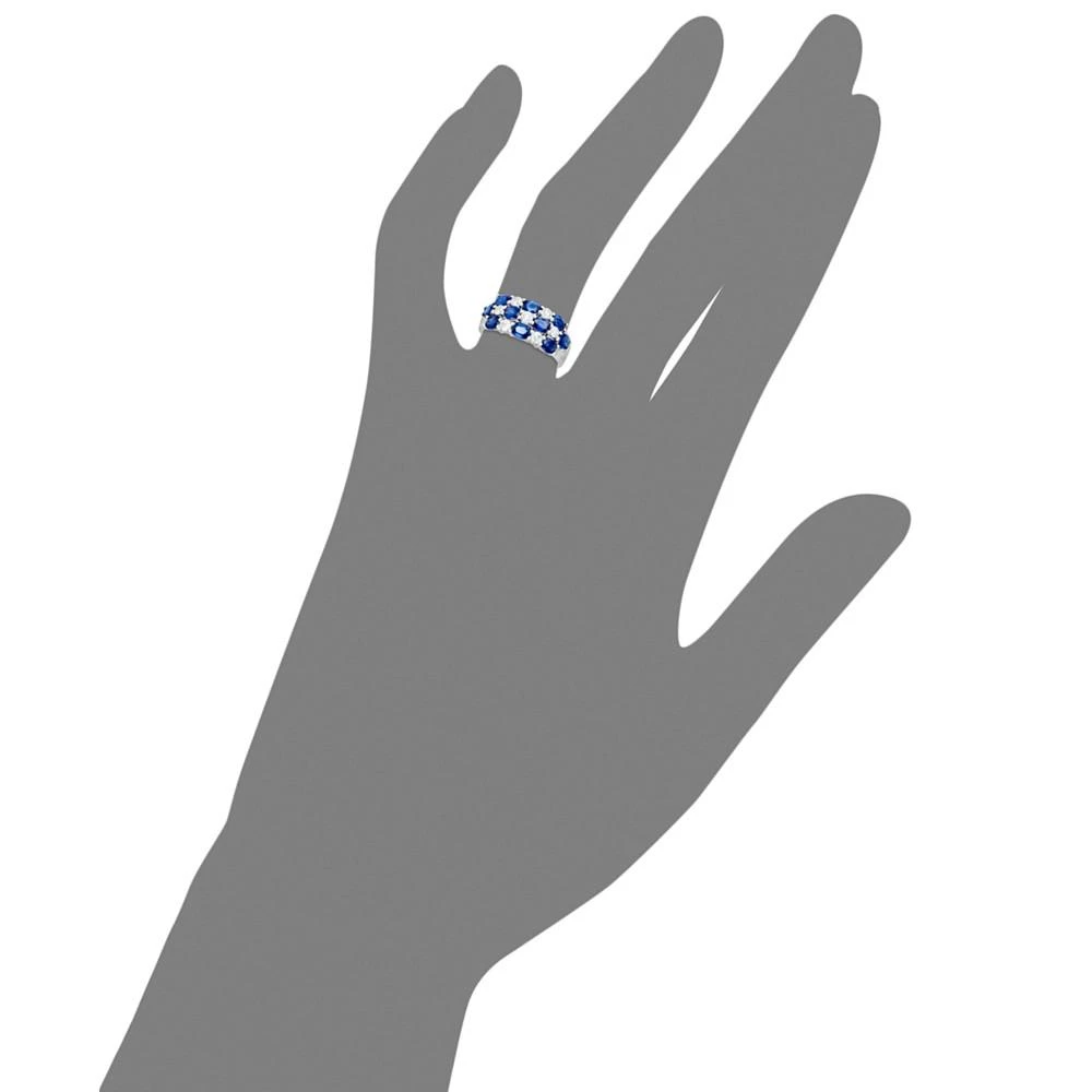 商品Macy's|14k White Gold Ring, Sapphire (2-1/2 ct. t.w.) and Diamond (1/2 ct. t.w.) Three-Row Ring,价格¥29525,第2张图片详细描述