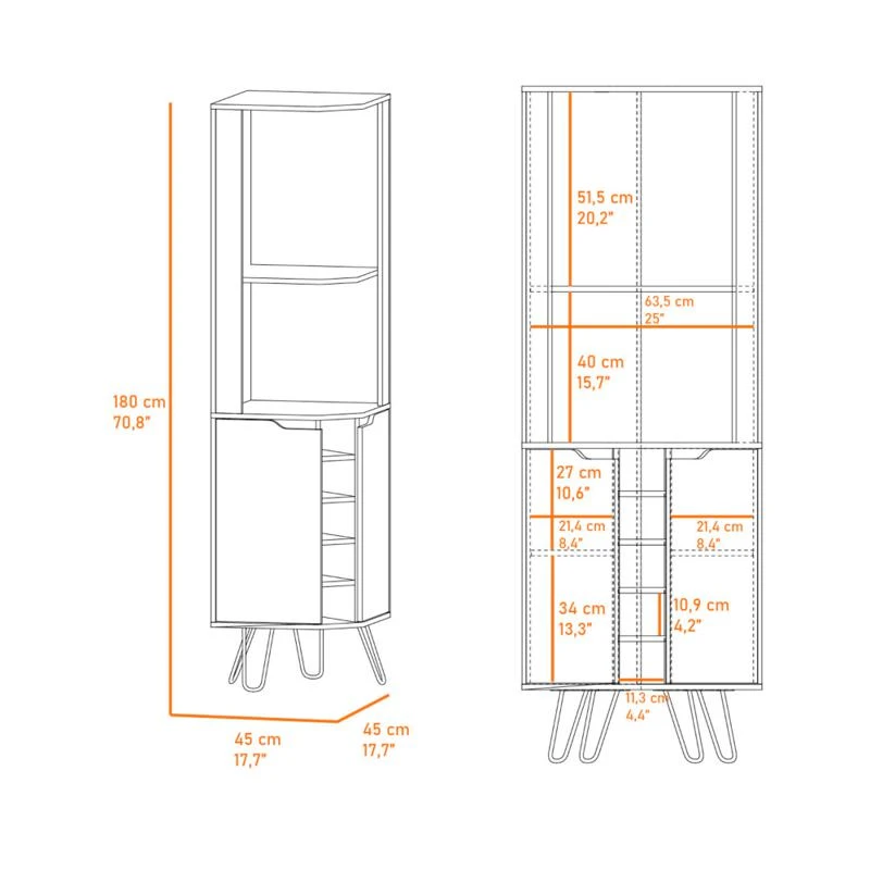 商品FM Furniture|Grace Corner Bar Cabinet, Six Wine Cubbies, Four Shelves, Door, Two Shelves,价格¥1593,第2张图片详细描述