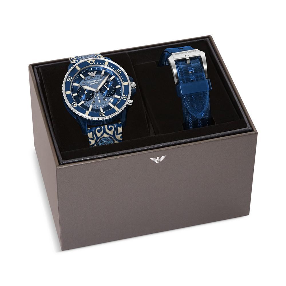 商品Emporio Armani|Men's Chronograph Multicolor Strap Watch Set 44mm,价格¥2051,第6张图片详细描述