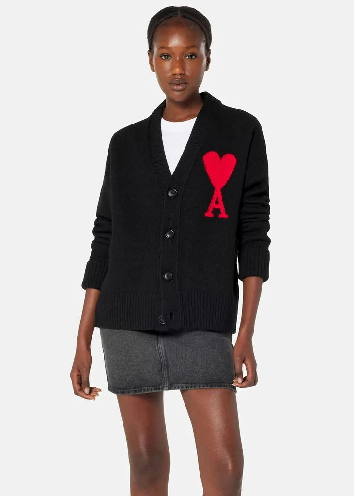 商品AMI|AMI Alexandre Mattiussi Black Ami De Coeur Cardigan,价格¥3773,第2张图片详细描述