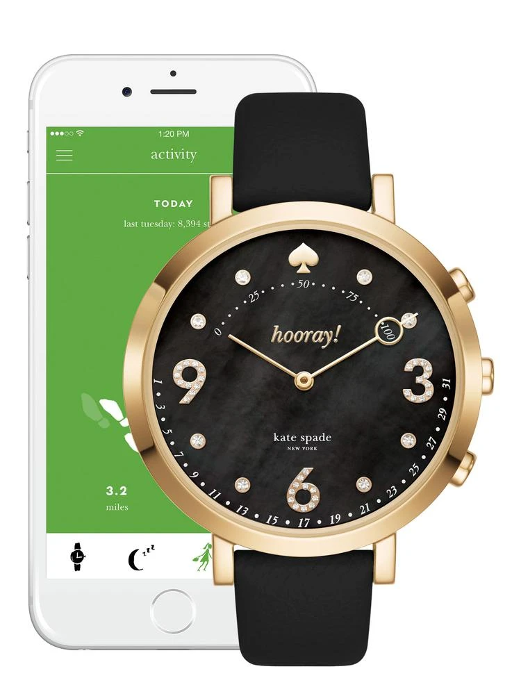 商品Kate Spade|monterey black leather smartwatch,价格¥1658,第4张图片详细描述