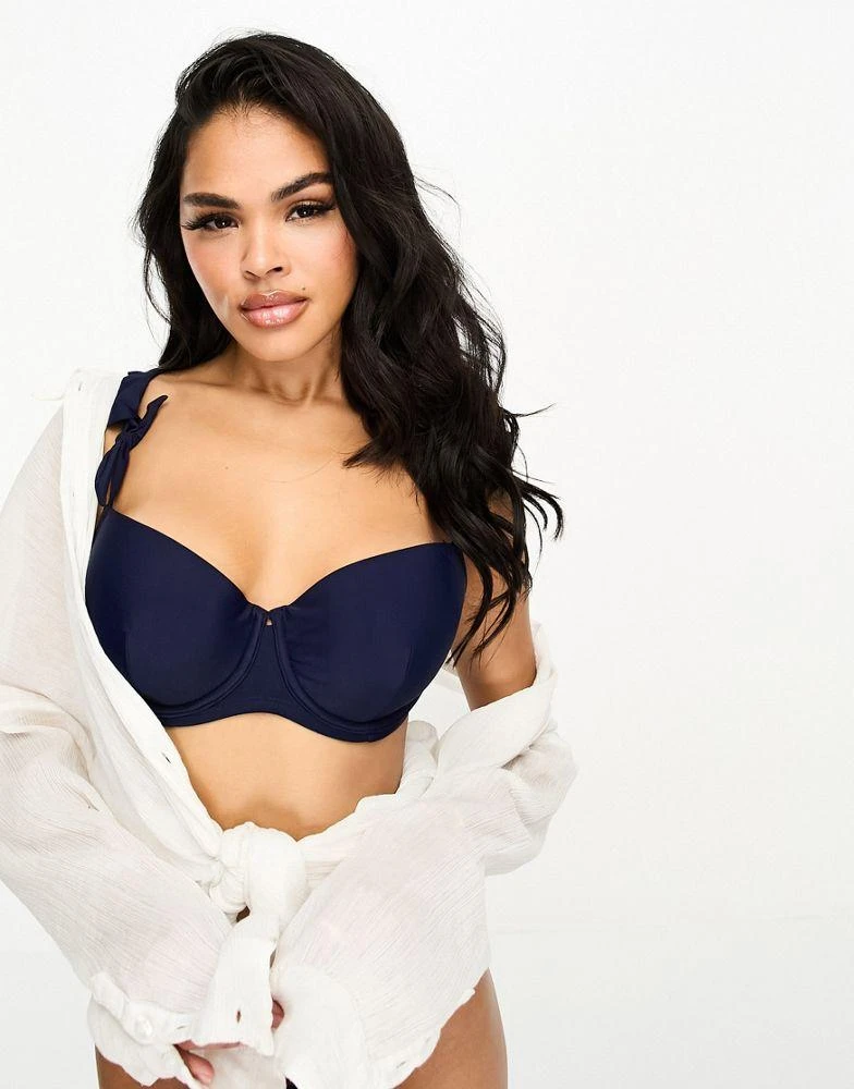 商品Hunkemoller|Hunkemoller paramaribo underwire bikini top in admiral navy,价格¥119,第3张图片详细描述