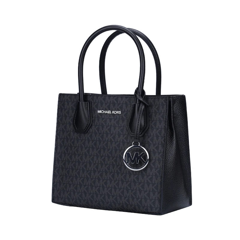 Michael Kors 奥莱款 MERCER中号PVC老花配皮女士手提斜挎包 35T1SM9M2B BLACK 商品