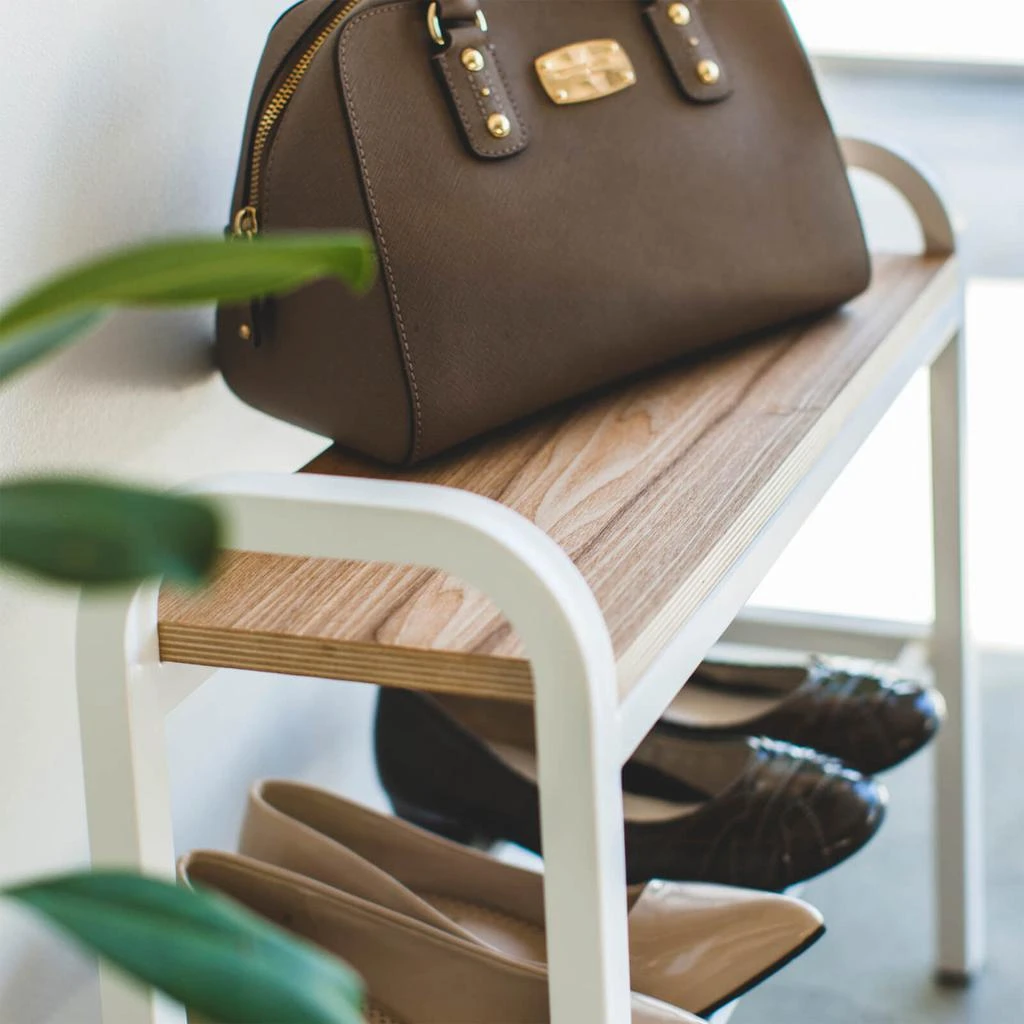 商品Yamazaki|Yamazaki Tower Shoe Rack with Wooden Board - White,价格¥301,第4张图片详细描述